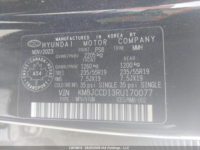 KM8JCCD13RU170077 Hyundai Tucson Sel Convenience