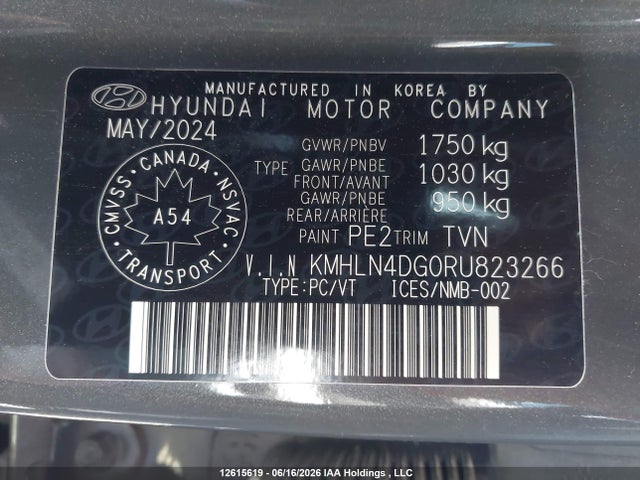 Продаж на аукціоні авто 2024 Hyundai Elantra Luxury, vin: KMHLN4DG0RU823266, номер лоту: 12615619