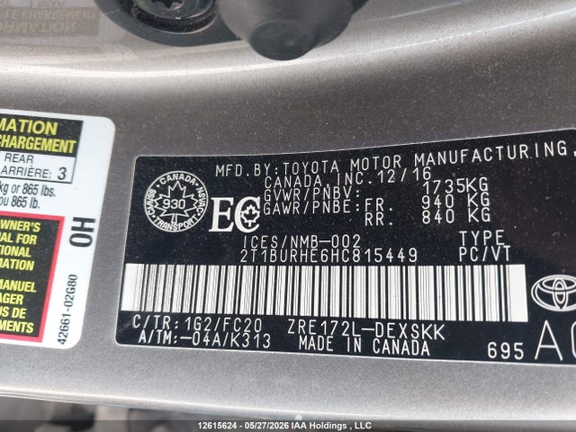 2T1BURHE6HC815449 Toyota Corolla L/le/xle/se/xse