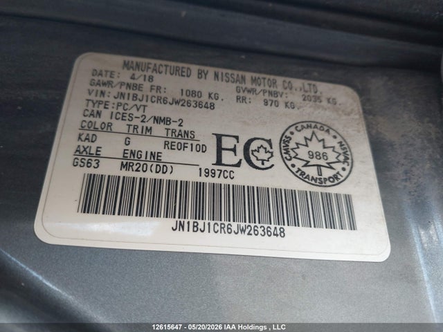 JN1BJ1CR6JW263648 Nissan Rogue Sport S/sv/sl