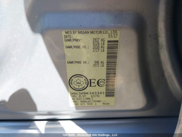 1N4AL3AP8HN343345 Nissan Altima