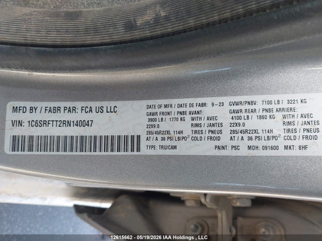 1C6SRFTT2RN140047 RAM 1500 Sport