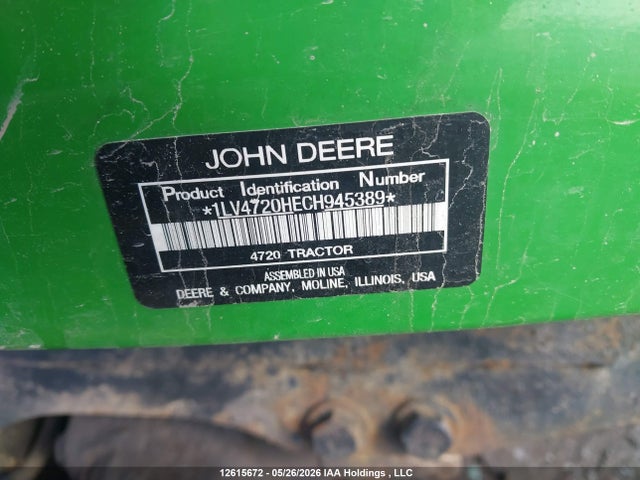 Auction sale of the 2012 John Deere , vin: 1LV4720HECH945389, lot number: 12615672