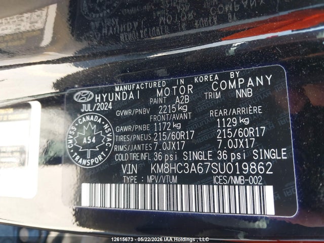 12615673 :رقم المزاد ، KM8HC3A67SU019862 vin ، 2025 Hyundai Kona مزاد بيع