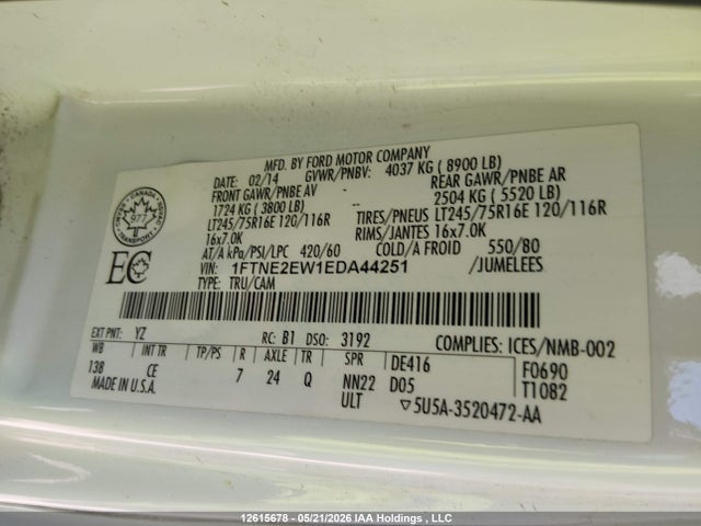 Ford E-250 Commercial 2014 1FTNE2EW1EDA44251 Image 9