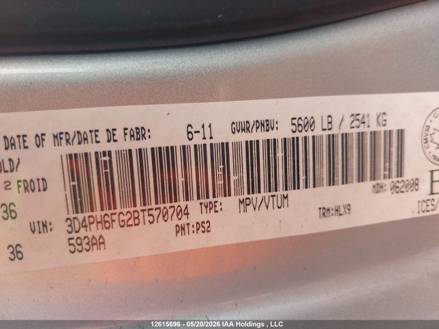 Продажа на аукционе авто 2011 Dodge Journey R/t, vin: 3D4PH6FG2BT570704, номер лота: 12615696