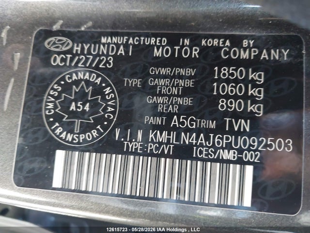 Auction sale of the 2023 Hyundai Elantra Limited, vin: KMHLN4AJ6PU092503, lot number: 12615723