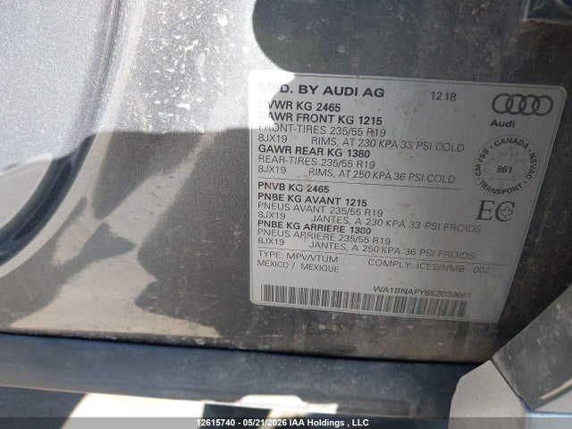 Audi Q5 2019 WA1BNAFY8K2039661 Image 9