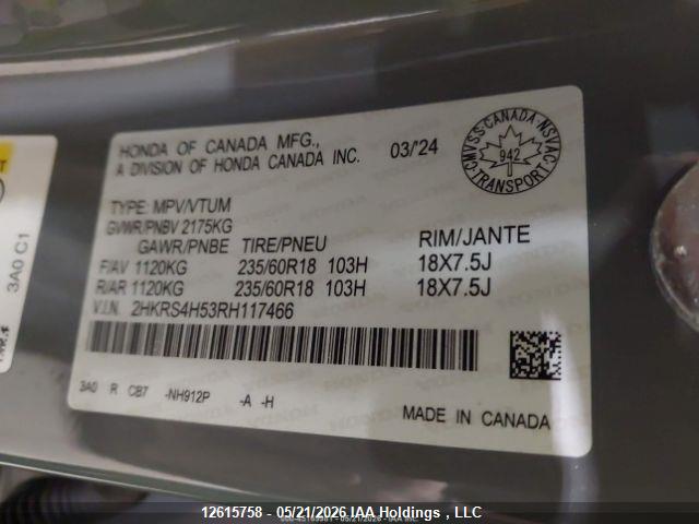 12615758 :رقم المزاد ، 2HKRS4H53RH117466 vin ، 2024 Honda Cr-v Sport مزاد بيع