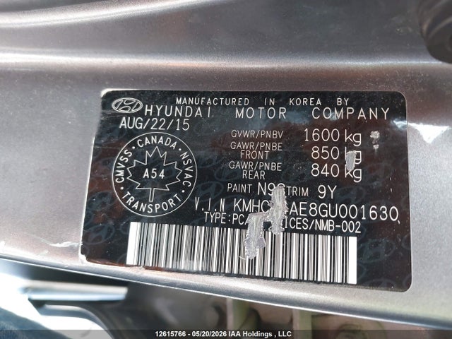 KMHCT4AE8GU001630 Hyundai ACCENT GL