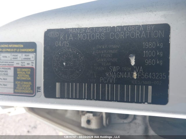 Aukcja sprzedaży 2015 Kia Optima Ex/ex Luxury, vin: KNAGN4A72F5643235, numer aukcji: 12615767