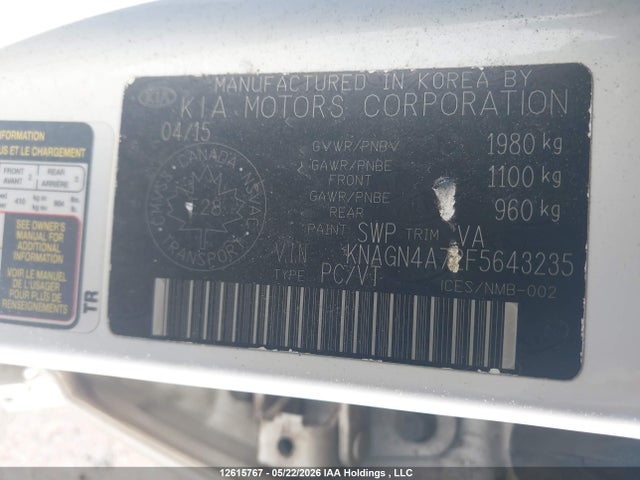 Aukcja sprzedaży 2015 Kia Optima Ex/ex Luxury, vin: KNAGN4A72F5643235, numer aukcji: 12615767