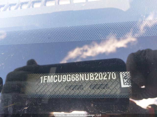 12615778 :رقم المزاد ، 1FMCU9G68NUB20270 vin ، 2022 Ford Escape Se مزاد بيع