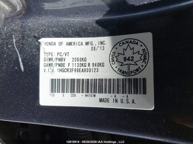 1HGCR3F98EA800123 Honda Accord Touring V6