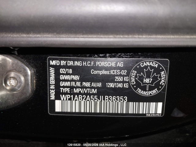 Продажа на аукционе авто 2018 Porsche Macan S, vin: WP1AB2A55JLB36353, номер лота: 12615820