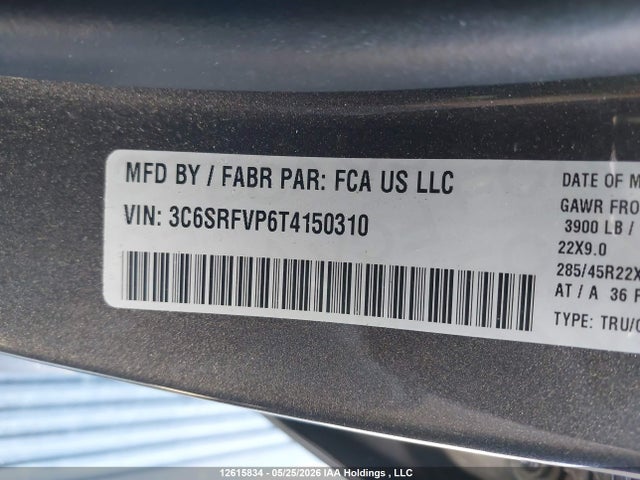 2026 Dodge Ram 1500 მანქანა იყიდება აუქციონზე, vin: 3C6SRFVP6T4150310, აუქციონის ნომერი: 12615834