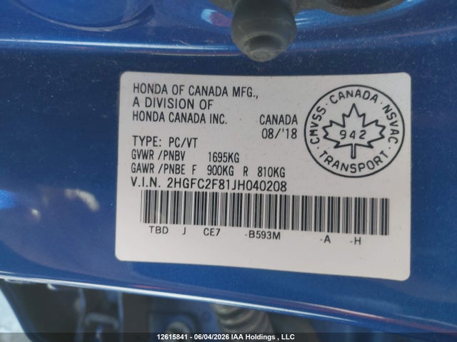 Honda Civic Ex 4dr 2018 2HGFC2F81JH040208 Image 18