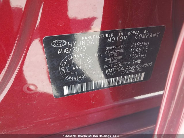 Aukcja sprzedaży 2021 Genesis G70, vin: KMTG64LA2MU072505, numer aukcji: 12615870