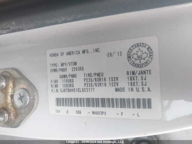 5J8TB4H51EL803177 Acura RDX