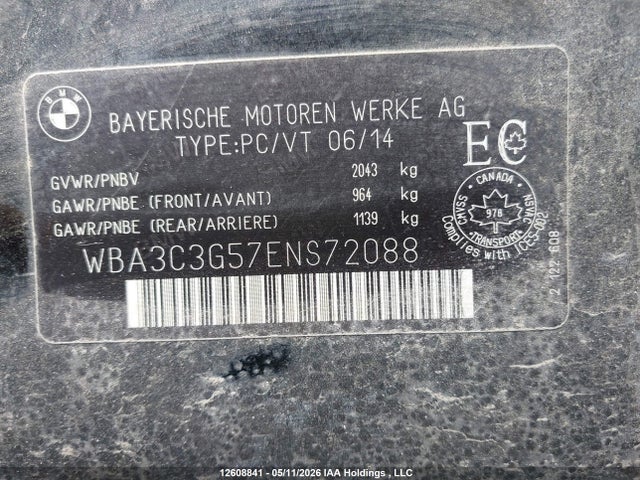 Aukcja sprzedaży 2014 Bmw 320i Xdrive, vin: WBA3C3G57ENS72088, numer aukcji: 12608841