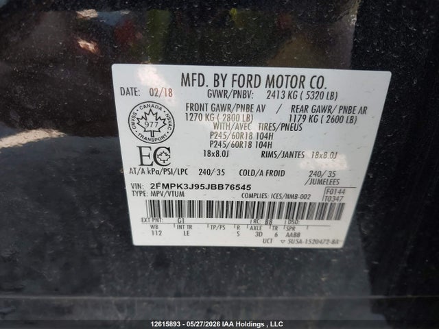 Ford EDGE SEL 2018 2FMPK3J95JBB76545 Image 9
