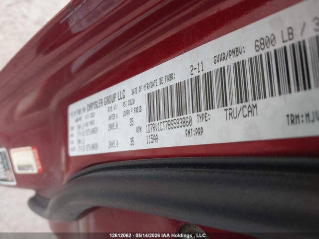 2011 Ram Ram 1500 Slt მანქანა იყიდება აუქციონზე, vin: 1D7RV1CT7BS593860, აუქციონის ნომერი: 12612062