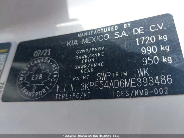 Продажа на аукционе авто 2021 Kia Forte, vin: 3KPF54AD6ME393486, номер лота: 12615923