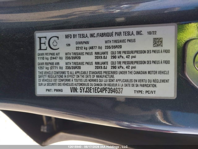 Tesla Model 3 Performance 2023 5YJ3E1EC4PF394637 Image 9