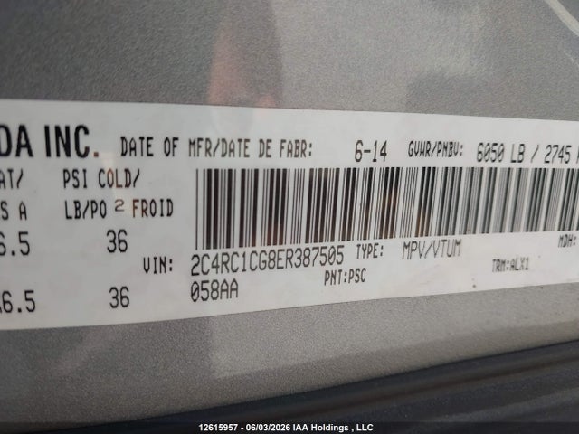 2C4RC1CG8ER387505 Chrysler Town &amp; Country