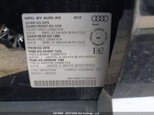 WA1ANAFY2J2226324 Audi Q5 2.0t Komfort
