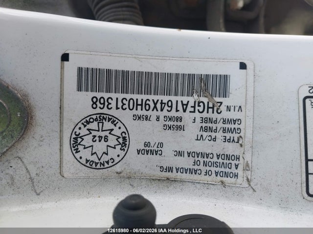 Auction sale of the 2009 Honda Civic Dx-g, vin: 2HGFA164X9H031368, lot number: 12615980