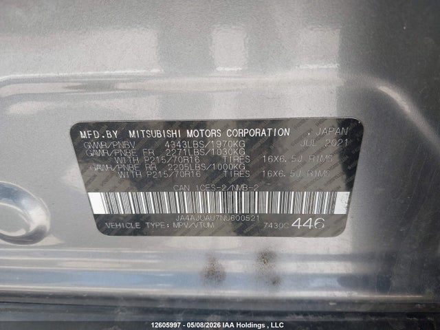 JA4AJUAU7NU600521 Mitsubishi RVR ES