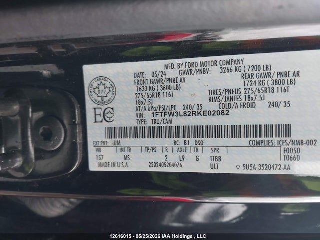 Ford F150 Xlt 2024 1FTFW3L82RKE02082 Image 16