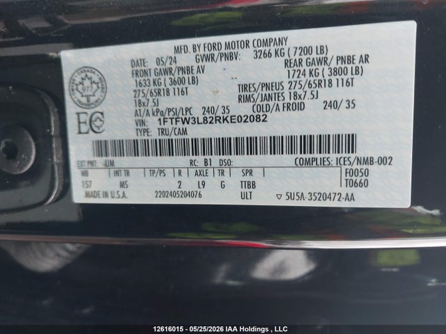 Ford F150 Xlt 2024 1FTFW3L82RKE02082 Image 9