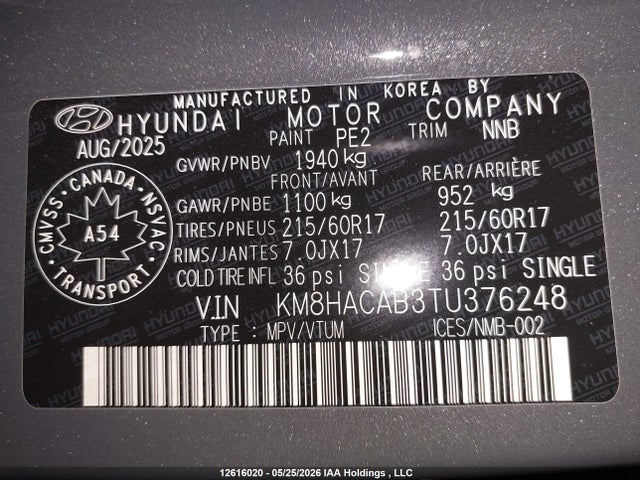 2026 Hyundai Kona Se მანქანა იყიდება აუქციონზე, vin: KM8HACAB3TU376248, აუქციონის ნომერი: 12616020