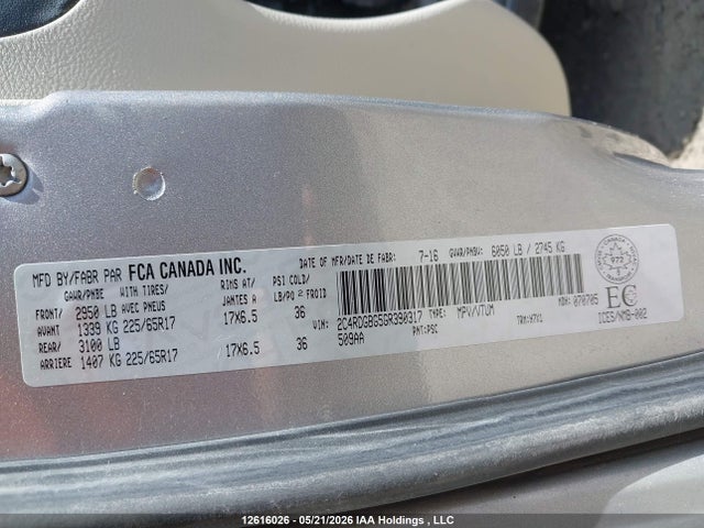 Aukcja sprzedaży 2016 Dodge Grand Caravan Se, vin: 2C4RDGBG5GR390317, numer aukcji: 12616026