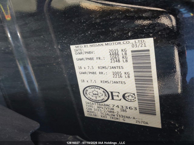 Nissan ROGUE SV 2021 5N1AT3BA8MC743363 Image 9