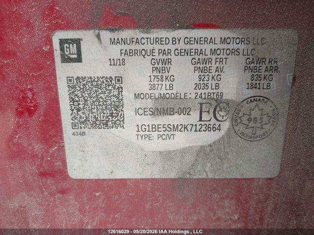 1G1BE5SM2K7123664 Chevrolet Cruze