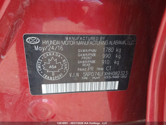 5NPD74LFXHH082323 Hyundai ELANTRA SE