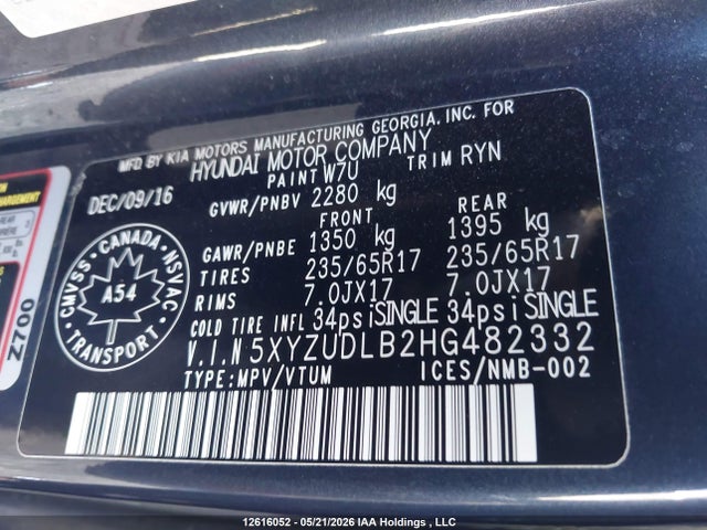 5XYZUDLB2HG482332 Hyundai Santa Fe Sport 2.4 Premium