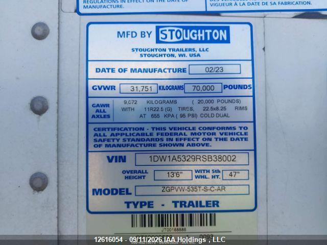 12616054 :رقم المزاد ، 1DW1A5329RSB38002 vin ، 2024 Stoughton Trailers Inc Other مزاد بيع