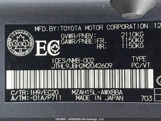 Lexus UX 250H 2021 JTHL9JBH2M2042609 Image 9