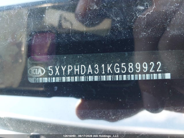 Продаж на аукціоні авто 2019 Kia Sorento Ex, vin: 5XYPHDA31KG589922, номер лоту: 12616090