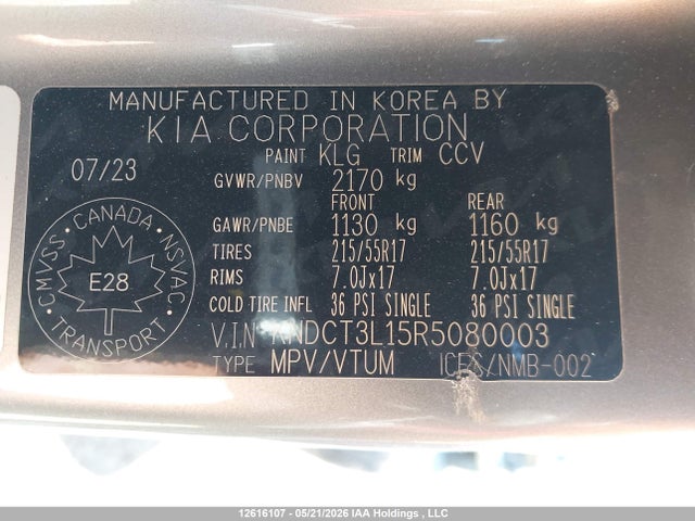 KNDCT3L15R5080003 KIA NIRO EV