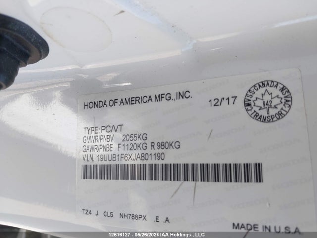 Продажа на аукционе авто 2018 Acura Tlx, vin: 19UUB1F6XJA801190, номер лота: 12616127