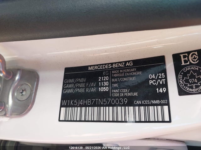 Продажа на аукционе авто 2026 Mercedes-benz Cla 250 4matic, vin: W1K5J4HB7TN570039, номер лота: 12616139