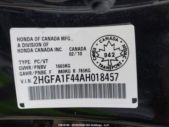 Aukcja sprzedaży 2010 Honda Civic, vin: 2HGFA1F44AH018457, numer aukcji: 12616152