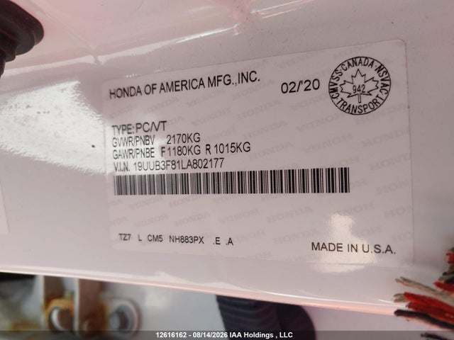 19UUB3F81LA802177 Acura Tlx Advance/pmc Edition