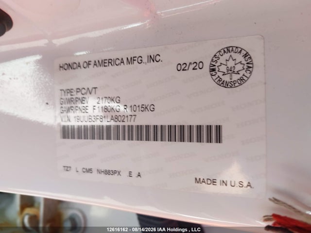 19UUB3F81LA802177 Acura Tlx Advance/pmc Edition