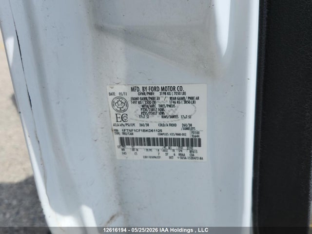 Продажа на аукционе авто 2011 Ford F150, vin: 1FTNF1CF1BKD61125, номер лота: 12616194